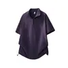 Polo funcional casual para hombre G-stone, manga corta, cuello alto, media cremallera, con bloques de color texturizados y dobladillo con cordón, estilo casual funcional para exteriores
