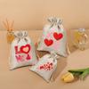 Linna 2025 Nuevo Día de San Valentín Transfronterizo Almacenamiento Bolsa de Lino Cordón Colorido Personalizado Patrón Multicolor Lino
