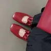 Zapatos Mary Jane con Volantes para Mujer, Zapatos Planos, Nuevo Estilo Otoño, Suela Suave de Piel de Oveja, Punta Cuadrada, Correa Única, Boca Baja Zapatos para Mujer