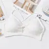 Ropa interior inalámbrica de pecho fino envuelto sexy con lazo para mujer, sujetador de tirantes finos cruzados, tirante trasero de belleza, top de tubo para mujer