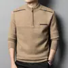 Suéter para Hombre Otoño e Invierno Engrosado Cremallera Cuello Alto Moda Delgado Versátil Top Tejido Suéter de Lana Ropa Interior Ropa para Hombre