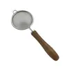 Espumadera de malla fina, filtro de acero inoxidable 304, mango de imitación madera, malla fina para filtración delicada, adecuado para tamizar polvo, filtrar té y hacer comida para bebés, multiusos