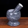 Atacado de Fábrica amassador de alho de mármore natural moedor espremedor de alho doméstico almofariz de alho almofariz de pedra pote de socar manual rolante