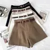 Pantalones cortos de resorte minimalistas retro al por mayor estilo coreano ins estilo Hong Kong de cintura alta color liso pierna ancha pantalones casuales adelgazantes
