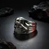 Anillo Retro de Calavera de Plata de Ley Chiba Estilo Antiguo Oscuro Abierto Ajustable Unisex Moderno Genial Individual Nicho Anillo para Dedo