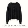26 Nuevo Cardigan de Cachemira Patchwork Falso Dos Piezas para Mujer, Suéter de Punto Simple con Cuello Redondo, Top de Manga Larga para Mujer