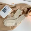 Calcetines Suaves de Lana de Color Sólido, Calcetines Holgados, Calcetines de Media Pantorrilla Estilo Coreano Ins, Calcetines Gruesos Cálidos con Forro de Felpa para Otoño e Invierno para Mujer