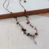 Nuevo Collar de Cuentas de Grano de Café Estilo Chino para Mujer Diseño de Nicho de Alta Gama Colgante de Lazo Cadena para Suéter Accesorios de Otoño e Invierno