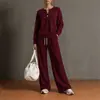 Conjunto de Moletom com Capuz Cor Sólida e Calça Wide Leg Estilo Europeu Feminino Outono Inverno Casual Conjunto de Duas Peças Manga Longa Cordão Solto
