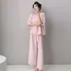Nuevo Estilo Ropa de Casa para Mujer 2026, Conjunto de Color Sólido de Verano, Pijama Casual de Cuello Redondo, Pijamas de Color Caramelo al por Mayor (Xin)