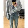 Jeans retro azules de pierna ancha para mujer, nueva colección de otoño, corte holgado, talla grande, efecto adelgazante, adecuados para figuras tipo pera, de cintura alta, pantalones de pierna recta