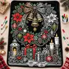 Manta de Graffiti Navideña de Venta Caliente Transfronteriza Manta con Pintura de Papá Noel Manta de Doble Capa Engrosada de Franela y Forro Polar DIY