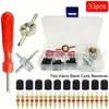 Kit de reparación de tapas de válvula para coche y bicicleta de 33 piezas, herramienta extractora de núcleos de válvula, kit de reparación