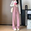 Calças de perna larga Kapok Fleece Chenille para mulheres na primavera e no outono para mulheres novas calças casuais de emagrecimento até o chão calças estreitas de perna reta