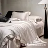 Juego de Cuatro Piezas de Algodón Tencel Ultra Fino de Verano Sencillo, Juego de Cama de Seda Helada con Encaje para Refrescar en Verano, Ropa de Cama de Alta Gama
