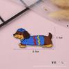Pegatinas de tela autoadhesivas bordadas por computadora sin costura lindo perro salchicha accesorios para ropa de mascota de dibujos animados decoración al por mayor