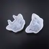 Molde de Resina de Cristal de Amapola Accesorios de Bricolaje Cabeza de Gato de Tres Ojos de Alto Brillo Cabeza de Gato Semi-3D con Cuernos Molde de Silicona