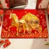 Felpudo de Entrada Año del Caballo, Raspa-Suciedad para Entrada, Felpudo de Terciopelo de Cristal Resistente al Desgaste, Resistente a Manchas, Fácil de Limpiar, Felpudo Antideslizante