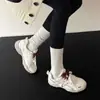 Pessoas Baixas Podem Usar com Confiança Estes Tênis Dad de Couro Color Block Invisíveis que Aumentam a Altura 2026 Sapatos Esportivos Casuais de Sola Grossa com Salto