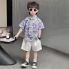 Conjunto de Camisa para Niños 2026 Nuevo Estilo Coreano Atuendo de Verano para Niños, Ropa de Manga Corta para Niños, Ropa de Verano de Manga Corta para Niños