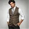 Chaleco Casual de Cuello en V para Hombre con Patrón Espiga Tweed Vintage para Otoño/Invierno Talla Europea de Amazon Transfronterizo