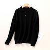 Suéter de lana para niños de otoño e invierno, suéter para niños y niñas medianos y grandes, suéter de color sólido, cuello polo, suéter de cachemira grueso y cálido con fondo grueso