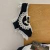 "Artefato masculino com corte de bolhas preto e branco" Maid Cotton Underwear feminino sexy com laço vazado e calcinha de renda