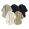 Camisa de Manga Larga para Hombre, Estilo Casual de Verano 2026, Color Sólido, Corte Holgado, Cuello de Solapa, Jersey de Fibra de Acetato con Bordado, Adecuada para Adolescentes