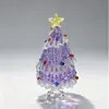 11cm Artesanía de Vidrio Zibo Adorno Hecho a Mano con Alambre Dibujado Árbol de Navidad Decoración de Escritorio Regalo de Navidad