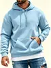 Moletom Masculino Atacado Transfronteiriço Casual Plus Veludo Quente Solto Cor Sólida Outono Estilo Americano Manga Longa Com Capuz Moletom Masculino