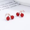 Pendientes de tuerca con forma de cereza en plata de ley 925 para mujer, recién llegados en verano de 2022, con cuentas Shambhala, con forma de hueso para las orejas, joyería ligera de lujo con temperamento.
