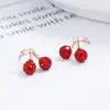 Brincos de tarracha com fio de cereja para mulheres 925 prata esterlina nova moda Contas Shambhala tarracha de osso da orelha design nicho joia para orelha
