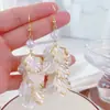 Pendientes de Flor de Lujo Ligero Imitación de Concha Francesa para Mujer Diseño de Nicho Elegantes de Gama Alta Pendientes Súper Hada de Pétalos