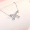 Colar de Laço em Prata S925, Design de Nicho Levemente Luxuoso, Corrente de Clavícula de Alta Qualidade, Cheio de Diamantes, Corrente de Pescoço Versátil e Elegante em Prata Esterlina