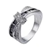 Moda Novo Conjunto de Anéis Cruzados Anel Laço de Diamante Joias Femininas Atacado Anel Cruzado Enrolado Preto