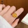 Loja de Ouro Mesmo Estilo Banhado a Ouro Esmalte Filigrana Giratório Anel Bússola Oito Tesouros, Novo Estilo Chinês Anel Giratório para Virar a Sorte