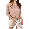 Camisa Informal de Estilo Coreano 2022 para Mujer Talla Grande Holgada para Figura Robusta Cuello en V Pequeño Un Botón Manga Siete Rayas