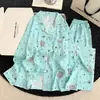 Pijama para mujer al por mayor transfronterizo, estilo fino para primavera y otoño, algodón nube, lunares, manga larga, pantalón largo, conjunto holgado dulce para casa