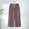 Novas Calças Elegantes de Pernas Largas para Mulheres de Meia-Idade, Verão Cintura Alta Soltas Casuais Versáteis Confortáveis Calças Cropped