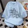 Camiseta de Manga Corta con Estampado de Letras de Dibujos Animados de Diseño de Nicho para Mujer Verano 2025 Casual Holgada Versátil Chic