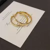 Pendientes de Aro Rayados Minimalistas de Alta Gama Chapados en Oro, Pendientes de Moda Transfronterizos Modernos y Únicos, Accesorios para Orejas Versátiles de Borde Ancho de Nicho