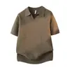 Camisa Polo Tricô Manga Curta Masculina Gola V Gola Gaivota Estilo Old Money Waffle Seda de Gelo Camiseta Verão Atacado de Fábrica Transfronteiriço