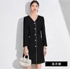 Ai Shangchen Vestido Rosa de Alta Gama para Mujer 2025 Primavera Temprana Nuevo Elegante Francés Socialité Vestido Midi Ropa de Trabajo