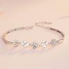 Pulsera de trébol de cuatro hojas y flor de hielo de temperamento coreano simple para mujer, moda elegante, pulsera con incrustaciones de circonita, fabricantes de joyería al por mayor
