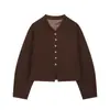Fabricante de ropa de mujer transfronterizo al por mayor moda 2026 versátil simple chaqueta corta de manga larga decorada con botones