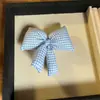 Pinza para el pelo de lazo de algodón a cuadros estilo coreano, Lindo y dulce lazo de tela 3D con pinza de cocodrilo, Versátil
