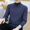 Suéter Transfronterizo para Hombre Suéter Cálido Base Ajustado Cuello Medio Alto Estilo Coreano Elegante Top de Punto