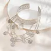 Colección de Pulseras de Brazo, Pulseras Abiertas Metálicas con Flor y Borla Transfronterizas Europeas y Americanas para Mujer, Moda Personalizada, Accesorios de Estilo Marino Sencillo