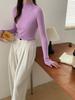 Suéter Coreano Simple de Punto Fino de Manga Larga y Corte Slim para Mujer Otoño e Invierno Camiseta Base
