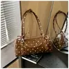 Bolso de Hombro y Axila de Punto de Lunares de Alta Gama Estilo Coreano Transfronterizo para Mujer 2026 Primavera Nuevo Bolso Cilindro Simple de Moda